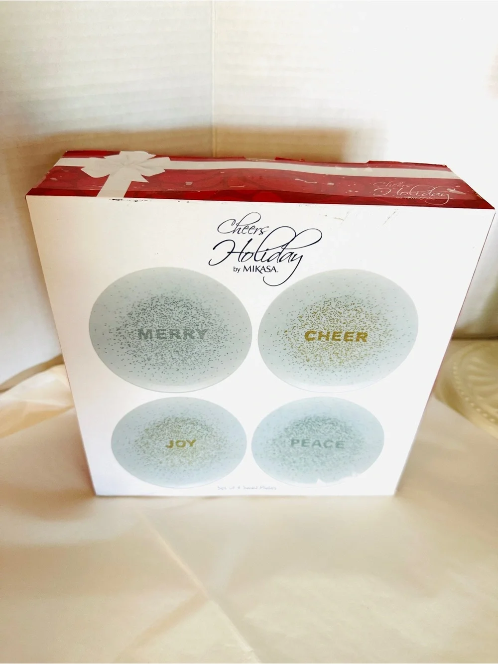 Mikasa “Cheers Holiday” Confetti Salad Plates Set of 4  - NWOT Original Box